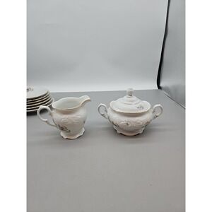 Vintage "Rose Garden" Coffee Creamer and Sugar Bowl Set - Wawel Poland